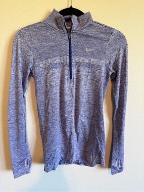 Nike Women's Heathered Light Blue Quarter-Zip Training Top